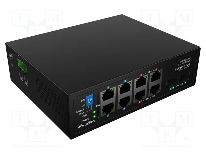 Lanberg ILGE-8P-2S-120 Switch Fast Ethernet PoE Negro