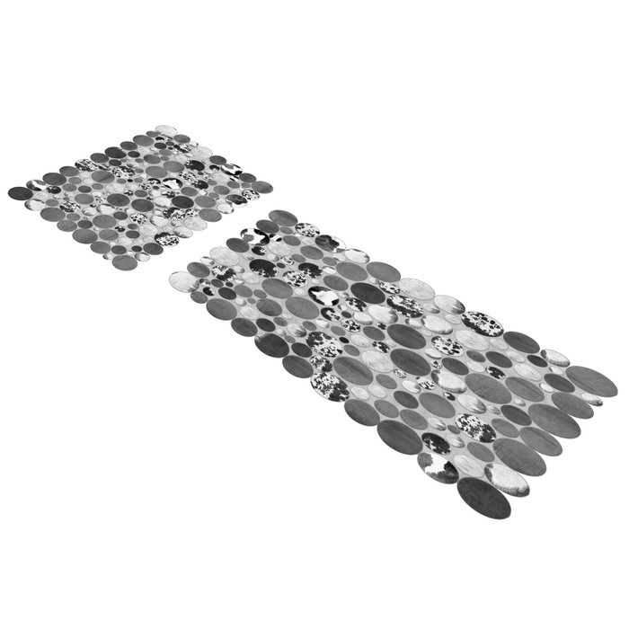 Mijölnir 21013015Gr Juego de Alfombrillas de Baño 100% Poliéster Antideslizante Antibacterianas Gris 50x60 cm y 60x100 cm