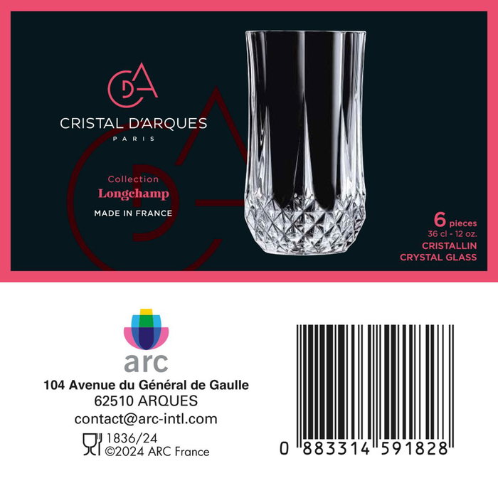 Cristal d'Arques Vaso Alto Longchamp 36 cL