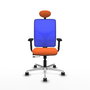 PIQUERAS Y CRESPO Silla de oficina Motilla con mecanismo Sincro/Traslack, naranja y azul