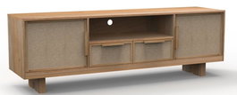 DKD Home Decor Mueble TV Tropical en Ratán y Mango, 183 x 46 x 60 cm