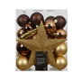 Decoris Adornos para Árbol de Navidad, 33 Piezas, Colores Marrón y Dorado Brillante, Decoración Navideña