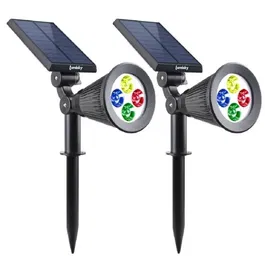 Lumisky Pack 2 Focos Solares Exteriores Impermeables 4 LED RGB 200 Lm Cabezal Giratorio 90° C