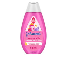 Johnson's Baby Champú Gotas de Brillo con Aceite de Argán y Proteínas de Seda - 500 ml - Hipoalergénico, Sin Sulfatos