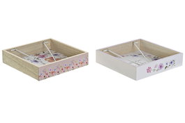 DKD Home Decor Servilletero BLOOM 2021 Multicolor en MDF y Metal, Pack de 4