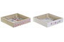 DKD Home Decor Servilletero BLOOM 2021 Multicolor en MDF y Metal, Pack de 4