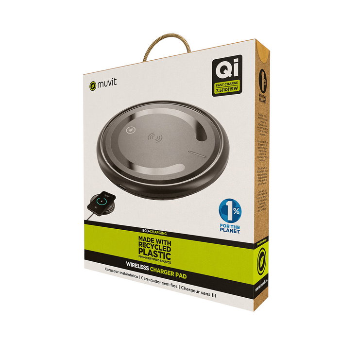 muvit for change cargador sobremesa inalámbrico Qi 7,5-10-15W 3A negro muvit for change cargador sobremesa inalámbrico Qi 7,5-10-15W 3A negro