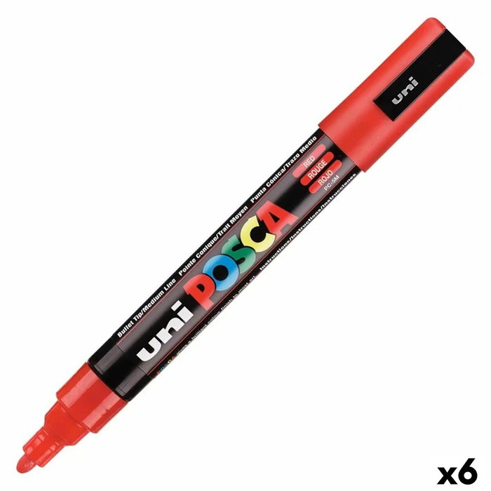 POSCA Marcador PC-5M Rojo Fluor (Set de 6)