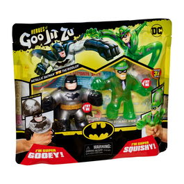 Bandai Pack de 2 Figuras Goo Jit Zu DC Heroes Batman Metálico vs The Riddler, Juguete de Slime Elástico y Esponjoso para Niños 4+ Años