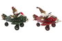 DKD Home Decor Set de 2 Aviones Metálicos Rojo y Verde Decoración de Navidad
