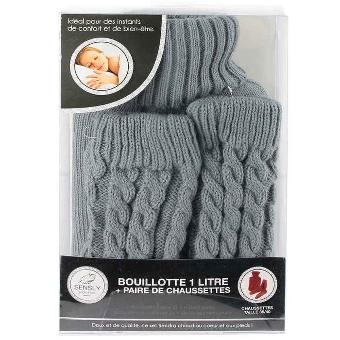 Sensly Calcetines y Bolsa Agua Caliente Cocooning Colores Surtidos Lana 600ml
