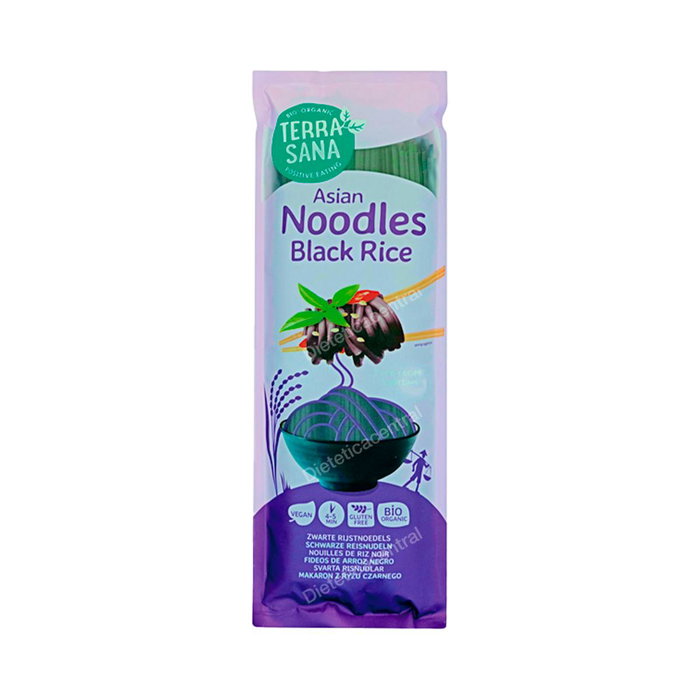 TERRASANA Fideos de Arroz Negro Noodles Integrales sin Gluten, Ecológicos, Veganos, 250 g TERRASANA Fideos de Arroz Negro Noodles Integrales sin Gluten, Ecológicos, Veganos, 250 g