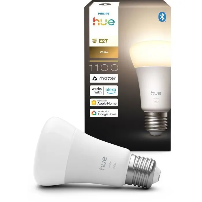 Philips Hue Bombilla LED Conectada A60, 9.5W 1100 Lúmenes, Luz Blanca Cálida 2700K, Casquillo E27 Philips Hue Bombilla LED Conectada A60, 9.5W 1100 Lúmenes, Luz Blanca Cálida 2700K, Casquillo E27