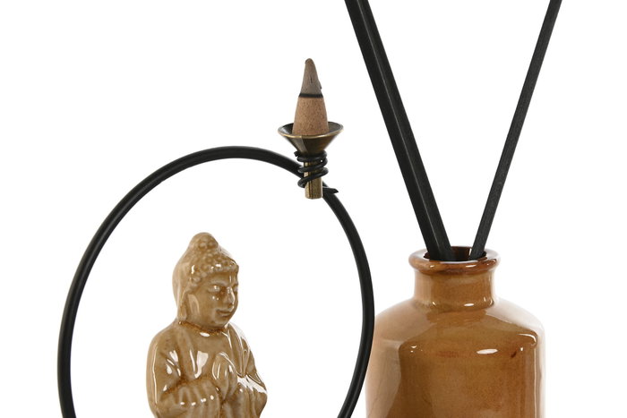 DKD Home Decor Decoración Mikado Buda Surtido de 3 Piezas en Gres y Metal DKD Home Decor Decoración Mikado Buda Surtido de 3 Piezas en Gres y Metal
