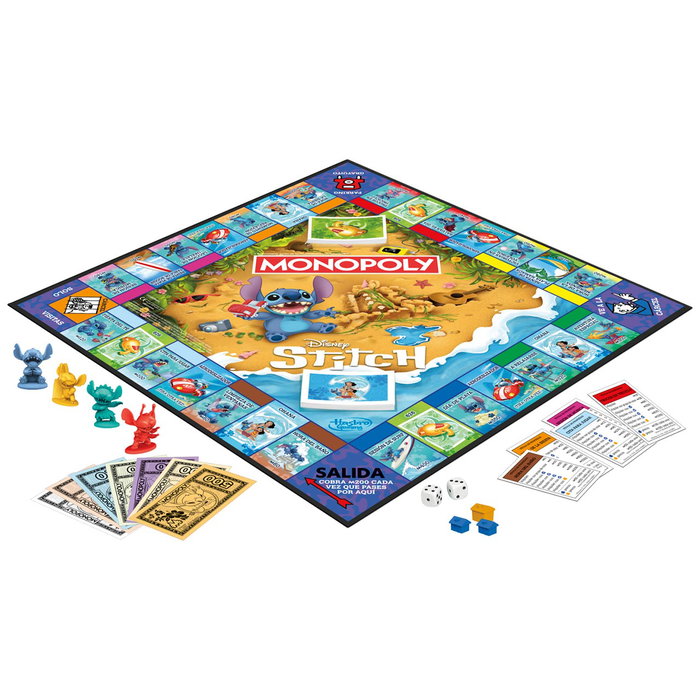 MONOPOLY G0388 Juego de Mesa Monopoly Edición Disney Stitch (Lilo y Stitch), Idioma Español y Portugués, Edad Recomendada +8 Años