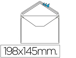 Liderpapel Sobre N.10 Blanco Oficio Prolongado 145x200mm Engomado Solapa De Pico Caja 500 Unidades