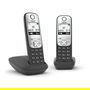 Gigaset A690A DUO Teléfono Inalámbrico DECT/analógico con Contestador Automático, Altavoz, Identificador de Llamadas, 100 Entradas Negro/Plata