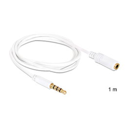 DeLOCK Cable de audio 3,5 mm Macho a Hembra 1 m Blanco