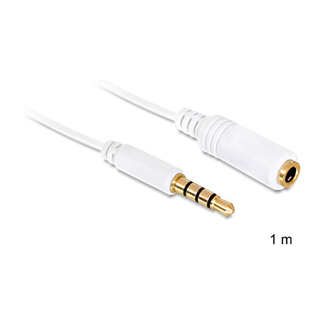 DeLOCK Cable de audio 3,5 mm Macho a Hembra 1 m Blanco