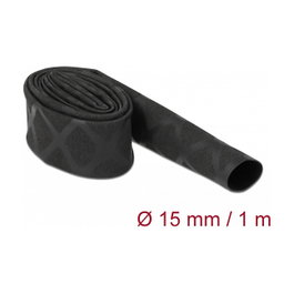 DeLOCK Tubo termorretráctil con patrón en X antideslizante 1 m x 15 mm Negro