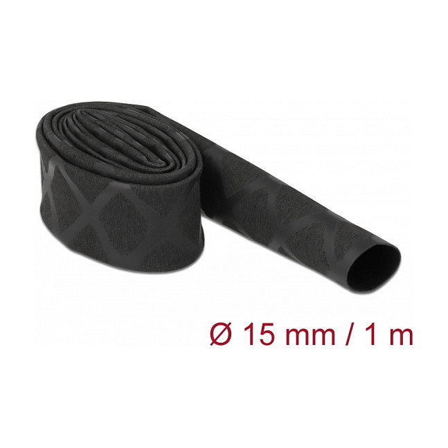 DeLOCK Tubo termorretráctil con patrón en X antideslizante 1 m x 15 mm Negro DeLOCK Tubo termorretráctil con patrón en X antideslizante 1 m x 15 mm Negro