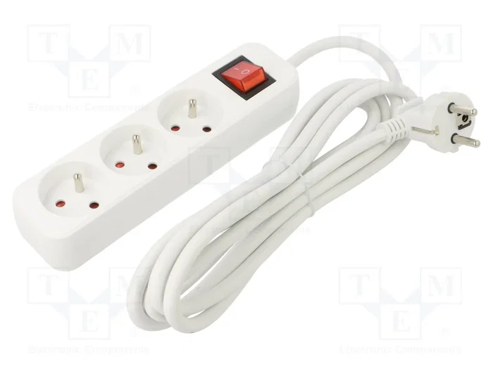 Lanberg Regleta de 3 tomas PL con interruptor, 3m, blanca Lanberg Regleta de 3 tomas PL con interruptor, 3m, blanca