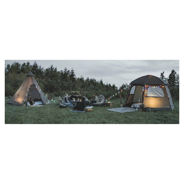 Easy Camp Rands Tipi Tienda de Campaña para 8 Personas, Pirámide, Impermeable, 7.3 kg, Color Arena, Modelo 2025