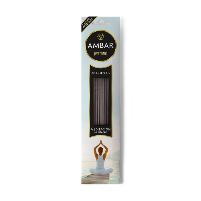 Ambar Incienso de Meditación 20 Varillas Perfumadas con Aceites Naturales Calidad Premium Hecho en India Ambar Incienso de Meditación 20 Varillas Perfumadas con Aceites Naturales Calidad Premium Hecho en India