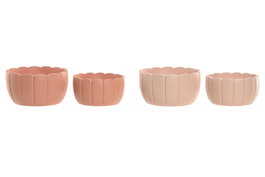 DKD Home Decor Set de 2 Maceteros Shabby Rosa Palo Terracota Cemento 18 x 18 x 10 cm