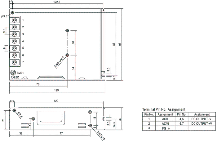 MEAN WELL LRS-100-5 Alimentador de módulo 90W 5V 18A