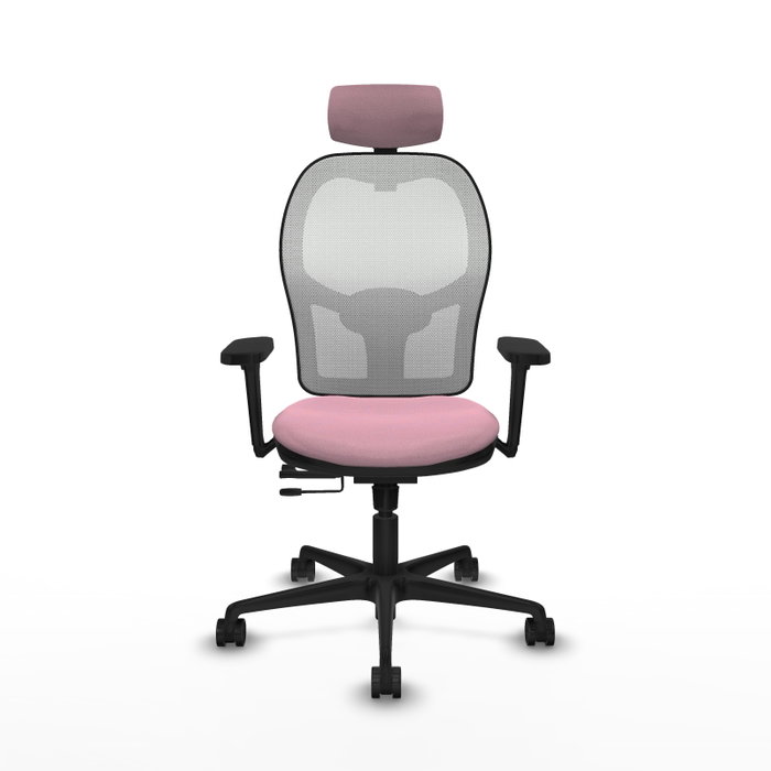 PIQUERAS Y CRESPO Silla de oficina Jorquera con mecanismo Sincro/Traslack, Rosa y Blanco