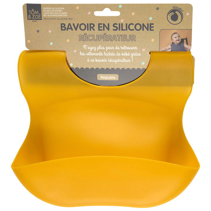 Tom et Zoe Babero con Recuperador de Silicona para Bebé - Varios Colores Surtidos