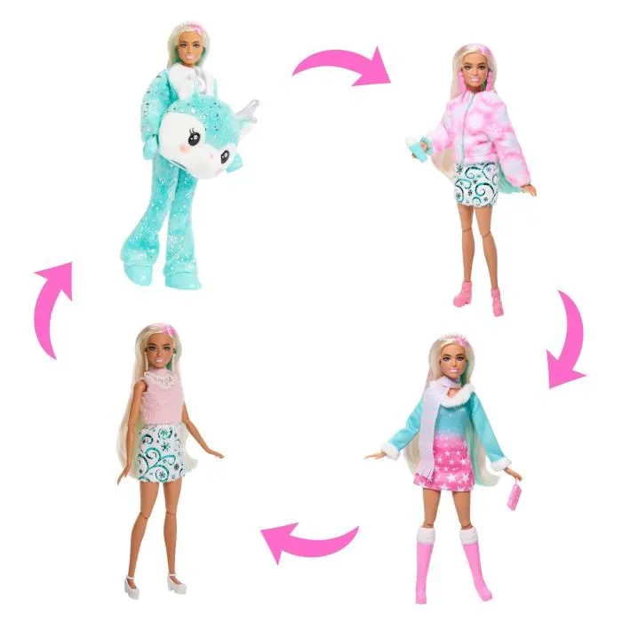 Barbie Calendario de Adviento Cutie Reveal con 1 muñeca y 24 sorpresas, 3 looks, 4 animales y accesorios
