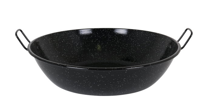 La Estrella Paellera honda bordonada jaspeada de 60 cm / 69 cm, 30 litros, acero esmaltado, dimensiones: 62x69x20.5 cm (4 Unidades)