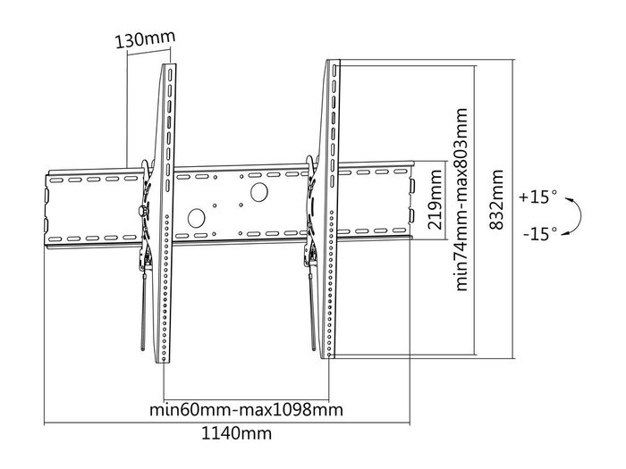 Equip Soporte Pared VESA 650322 para Pantallas 60" a 100" (254 cm), Hasta 100 kg, Inclinación -15°/+15°, Montaje Múltiple VESA, Negro Equip Soporte Pared VESA 650322 para Pantallas 60" a 100" (254 cm), Hasta 100 kg, Inclinación -15°/+15°, Montaje Múltiple VESA, Negro