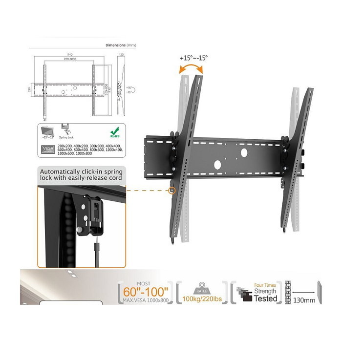 Equip Soporte de TV 60"-100" VESA 1000x800 Máx 100kg Equip Soporte de TV 60"-100" VESA 1000x800 Máx 100kg