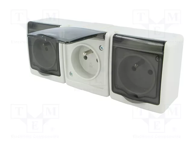 PAWBOL Tomacorriente de Alimentación AC 2P+PE 16A 250VAC Gris PAWBOL Tomacorriente de Alimentación AC 2P+PE 16A 250VAC Gris