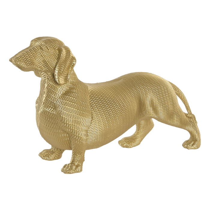 DKD Home Decor Figura de Perro Salchicha Dorado en Resina