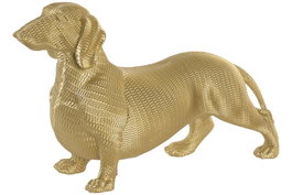 DKD Home Decor Figura de Perro Salchicha Dorado en Resina