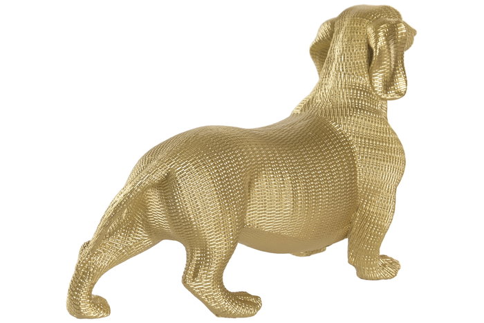 DKD Home Decor Figura de Perro Salchicha Dorado en Resina