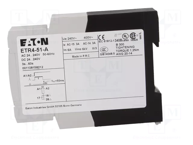 EATON ELECTRIC Relé de tiempo ETR4 3s÷60s SPDT