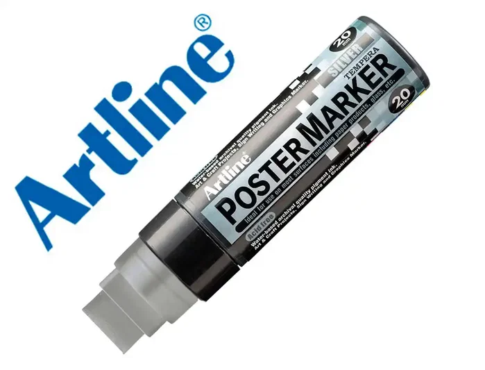 Artline Poster Marker EPP-20 punta rectangular 20 mm color plata Artline Poster Marker EPP-20 punta rectangular 20 mm color plata