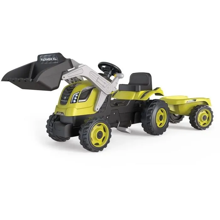 Smoby SMO3032167101327 Tractor de Pedales Farmer Max con Remolque y Pala - Verde
