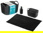 Berilo Set 3 Piezas para Baño Negro - Alfombrilla, Cesta y Dispensador en PP - Alfombrilla 38x58 cm, Cesta 23.7x16x14 cm (Set de 12)