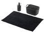Berilo Set 3 Piezas para Baño Negro - Alfombrilla, Cesta y Dispensador en PP - Alfombrilla 38x58 cm, Cesta 23.7x16x14 cm (Set de 12)