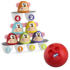 Chicco Juego de Bolos Animales con Pelota 11x15x9 cm Juguete Infantil