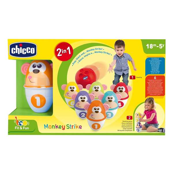 Chicco Juego de Bolos Animales con Pelota 11x15x9 cm Juguete Infantil Chicco Juego de Bolos Animales con Pelota 11x15x9 cm Juguete Infantil