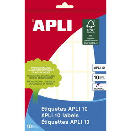 APLI Etiquetas Adhesivas Manuales Blancas 19x40 mm (Set de 10)