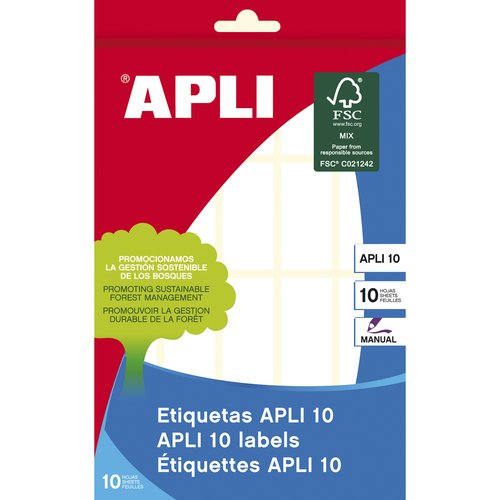 APLI Etiquetas Adhesivas Manuales Blancas 19x40 mm (Set de 10) APLI Etiquetas Adhesivas Manuales Blancas 19x40 mm (Set de 10)