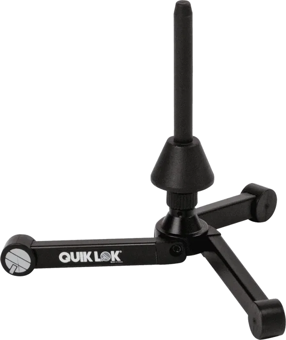 QUIKLOK Soporte Compacto Plegable para Flauta y Clarinete Ajustable de Acero Negro